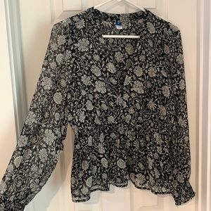 Floral cinch waist top